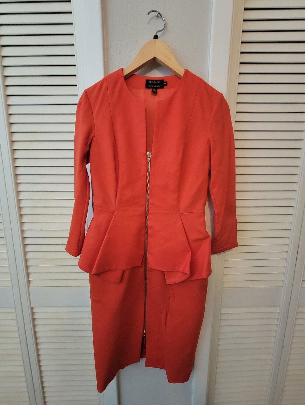 Ted Baker Coral Zip-Peplum Dress